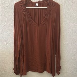 Women's Rust V-Neck Blouse
